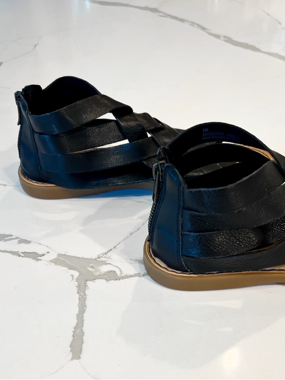 Born Iwa Black Leather Woven Buckle Sandals Womens Sz 7 M - Picture 10 of 16